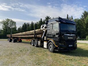 شاحنة نقل الأخشاب MAN TGX 33.640 6x4 BL CH Langholztransporter mit Kran + العربات المقطورة شاحنة نقل الأخشاب
